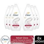 Dove Velvet Glow Body Wash 0% Sulfate SLES for Soft & Smoother Skin 450ml, 6pk