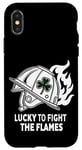 Coque pour iPhone X/XS Fier pompier irlandais américain - Lucky to Fight the Flames