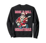 Rock N Roll Christmas Santa Playing Guitar Sweatshirt