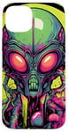 Coque pour iPhone 15 Plus Tête d'extraterrestre verte mignonne visage OVNI || Alien