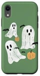 Coque pour iPhone XR Vintage Vert Halloween Automne Esthétique Fantôme Citrouille Confortable