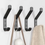 susswiff Wall Hooks for Hanging Coat: 10KG Metal Sturdy Hook with Screw, Individual Hangers for Clothes Towel, for Bathroom Door, Black 10cm