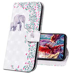 MRSTER Samsung S21 Ultra Étui à Rabat 3D Désign Portefeuille Housse [Magnétique] [Fonction Stand] [Porte Carte] PU Cuir Protection Coque pour Samsung Galaxy S21 Ultra 5G. CY Flower Elephant