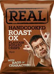 Real Handcooked Crisps Roast Ox Flavour Potato Crisps  24 X 35g Full Fresh Box