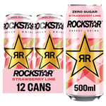 Rockstar Refresh Energy Drink Strawberry & Lime, 12 x 500ml cans