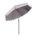 Sekey Parasol Ø 217 cm Inclinable pour Patio Jardin Balcon Piscine Plage Gris Clair Rond Sunscreen UV25+