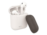 Puro Icon - Fodral För Hörlurar - Silikon - Vit, Mörkgrå - För Apple Airpods (1:A Generation, 2A Generation)