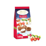 Lindt - Sachet TEDDY Mix Festif - Assortiments de Chocolats au Lait - Cœur onctueux Lait et Cœur Noisettes - Idéal pour Noël, 146g