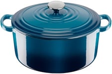 Cocotte ovale fonte d''acier23x29 cm Elegance Bleu des Alpes E2740604