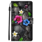 Nuxiady Coque pour Samsung Galaxy A52S 5G / A52 4G 5G 6.5" Etui Portefeuille à Rabat Cuir et Folio Housse de Protection en Silicone avec Motif Drôle Animal Antichoc Étui PU Flip Case Cover - Fleur