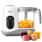 Bear Baby Food Processer, Auto Cooking and Grinding with 4 Menu Multifunctional Baby Food Maker and Steamer Puree Blender, Self Cleans, Touch Screen Control, White