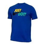 Nike M NSW Tee Just DO IT Swoosh T-Shirt Homme Indigo Force/Amarillo/Lucid Green FR : 2XL (Taille Fabricant : 2XL)