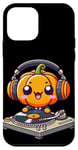 Coque pour iPhone 12 mini Kawaii Pumpkin Beats: The Halloween DJ Spins