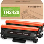 TN2420 Toner Compatible avec Tn2420 Toner Brother pour Toner Brother MFC-L2710DW pour Toner Brother MFC-l2710DN MFC-L2730DW MFC-L2750DW, 2 Noir