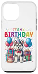 Coque pour iPhone 12 mini Husky Dog It's My Birthday Party B-Day Garçons Filles Enfants