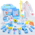 HYISHION 35pcs kit de médecin Jouets Ensemble infirmière Habiller Jeu rôle Jouets avec Mallette Docteur Ensemble Docteur d'apprentissage pour Les Enfants Jeu d'imitation,Bleu,35 pcs