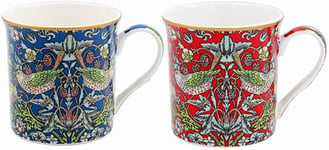 Set of 2 - William Morris Mugs - 2 Assorted Strawberry Thief Design in Gift Box