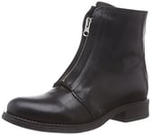 PIECES Femme Psiza Bottes en Cuir avec Fermeture éclair cachée Noir Tige Courte, 37 EU