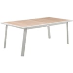 Table de jardin extensible Pavane lin & blanc 12 places en aluminium traité époxy - Hespéride