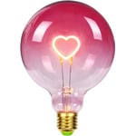 LED-lampa Stor Globe Edisonlampa G125 Rosa Färg Hjärta Filament 2W Dimbar Special Dekorativ Ljuslampa 220-240V E27 (FMY)