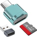 Lecteur de Carte TF, Lecteur de Carte Micro SD, Adaptateur de Lecteur de Carte Mémoire TF Type C avec Adaptateur USB C vers USB Compatible avec Les Ordinateurs Portables, MacBook, Samsung (Bleu)