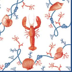 Lot de 20 serviettes en papier avec motif homard maritime avec coquillages Pour décoration de table Convient également pour le découpage et la technique des serviettes 33 x 33 cm