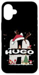 Coque pour iPhone 16 Plus Chemise de Noël Hugo avec nom Hugo pour Noël amusant