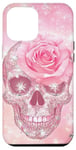 Coque pour iPhone 15 Plus Mignon rose rose et crâne avec étoiles crânes roses