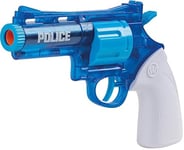 Pistolet à Eau Police 2EN1, Jouet pour Enfants 6+ Ans, 10 Fléchettes en Mousse, Bleu