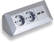 Multiprise D'Angle - Montage En Saillie - 2 Prises Schuko - 2 Ports Usb - Pour Cuisine, Bureau, Atelier - Multiprise Idéale Pour Plan De Travail De Cuisine, Prise En Saillie Ou Prise Encastrée