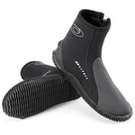 Osprey Bottes de plongée pour adulte | Bottes en néoprène avec fermeture éclair de 5 mm pour sports nautiques avec bout et talon renforcés, plusieurs tailles, noir