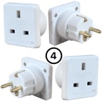 UK To EU Euro Europe European Travel Adaptor Plug 2 Pin Adapter BS5733 PACK OF 4