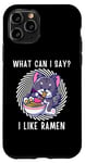 Coque pour iPhone 11 Pro Mignon chat kawaii chaton What Can i Say I Like Ramen Nouilles