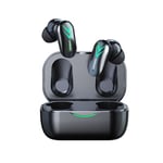 TWS Bluetooth 5.1 écouteur Gaming Headset Low Latency LED Power Display 13mm Large Driver Stereo Bass avec Mic,Black