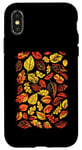 Coque pour iPhone X/XS Orange Camo Feuilles d'automne Feuilles d'automne