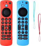 Protection Telecommande Fire Tv Stick Coque De Protection Pour Telecommande Silicone Pour Telecommande Vocale Alexa Pro(Version 2022) Bandoulière & Lumineux 2Pack-(Bleu Et Vert)