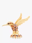 Susan Caplan Pre-Loved Rediscovered Gold Plated Enamel Colibri Hummingbird Brooch, Gold, Dated Circa 1990s