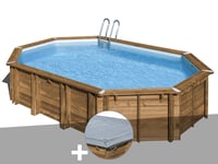 Kit piscine bois Gré Avocado 6,56 x 4,56 x 1,27 m + Bâche hiver