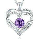 CDE 925 Sterling Silver February Birthstone Pendant Necklace for Women White Gold Plated Forever Love Heart Necklaces Jewellery Anniversary/Birthday Gifts for Her/Mum/Wife