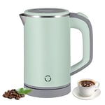 Travel Kettle Small, 800ml Stainless Steel Electric Kettles, Compact Travel Electric Kettle, Portable Mini Camping Kettle Cordless, Fast Boiling, Low Wattage Kettle for Travel, Home, Office (Green)