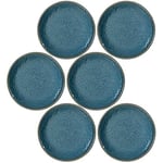 Leonardo Matera 018373 Lot de 6 assiettes en céramique passent au micro-ondes et passent au lave-vaisselle Bleu Ø 16,3 cm