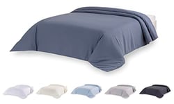 Todocama Housse de Couette en Microfibre pour Couette au Toucher Extra Doux (Bleu grisâtre - Lit de 80/90-150 x 220 cm).