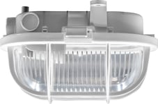 Orno Oval 7040T/P Taklampa, Armatur, 40W, E27, Ip44, Ik10, Transparent Polykarbonatdiffusor, Polypropylenfot, Plastraster, Grå