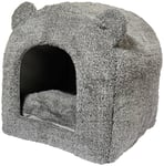 Rosewood Grey Teddy Bear Cat Bed - Small