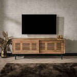 Meuble TV 135 cm style industriel en acacia massif naturel Snow Naturel SLIDE : meuble