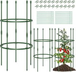 Lot de 2 Treillis de Jardin Support pour Plantes Grimpantes Cages à Tomates Hauteur Réglable Vert D50x102CM