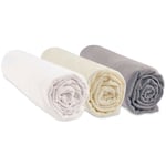 Bbla - Lot de 3 Draps housse 100% Coton Bio - 70x140 cm - Blanc