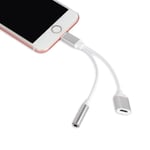 Iphone 7 Adapter Ljud Och Laddare - Lightning +3,5mm (silver)