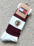 TOMMY HILFIGER Deep Red / Off White SOCKS New York UK 6-8 39-42 Mens