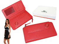 LACOSTE PURSE WALLET Women's Leather Vintage L14 Glam Twist Slg 5 Red NEW